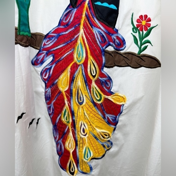 VINTAGE Handmade Peacock Kaftan Dress w/ Pockets size XL - Picture 10 of 12